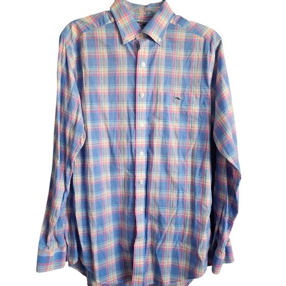 Vineyard Vines Slim Fit Tucker Shirt Pastel Plaid Size Medium - Picture 1 of 8